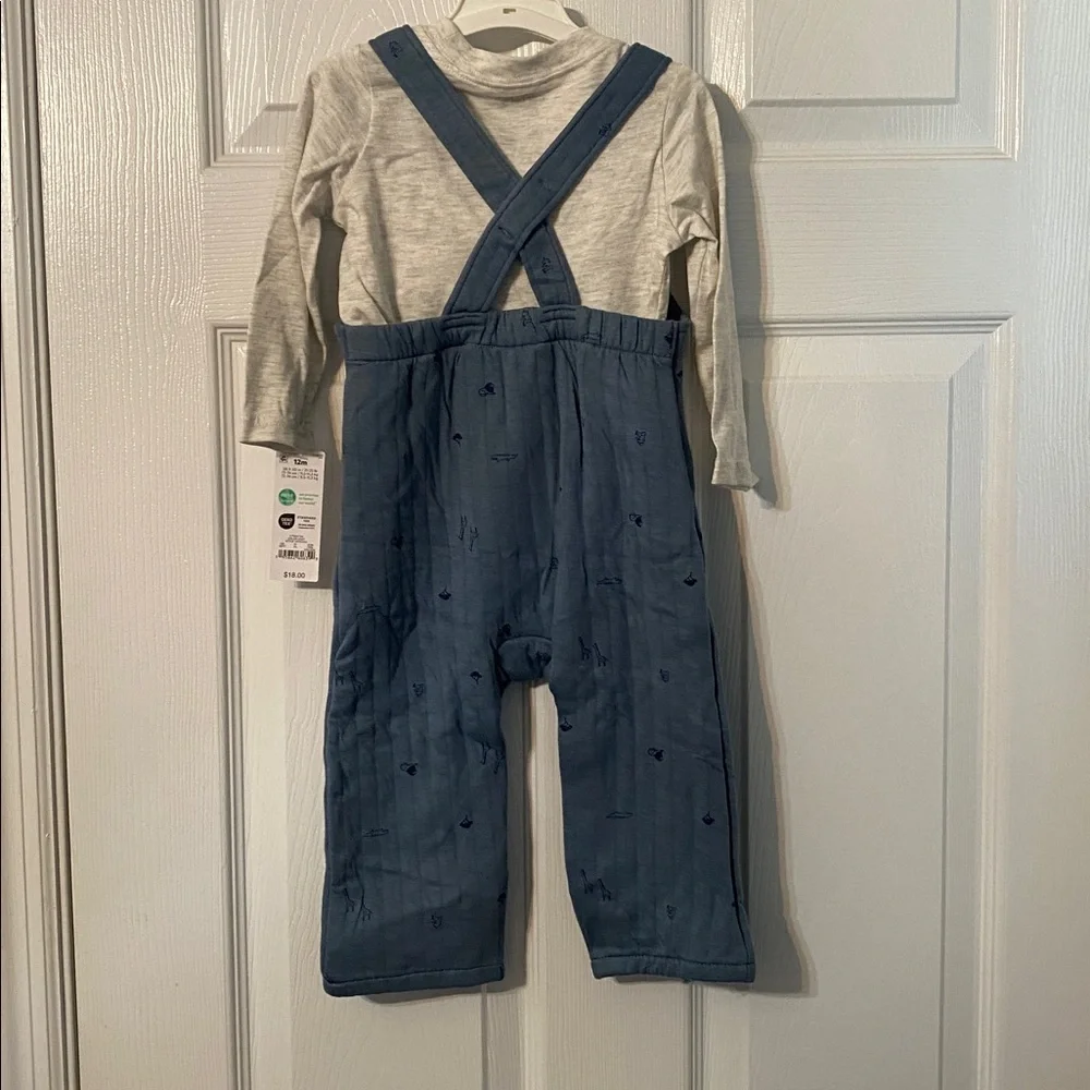 Carter's Denim Look Blue Overalls with Light Gray Top Size 12 months NWT - Picture 6 of 6